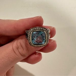 David Yurman Albion Ring w/ Blue Topaz & Diamonds